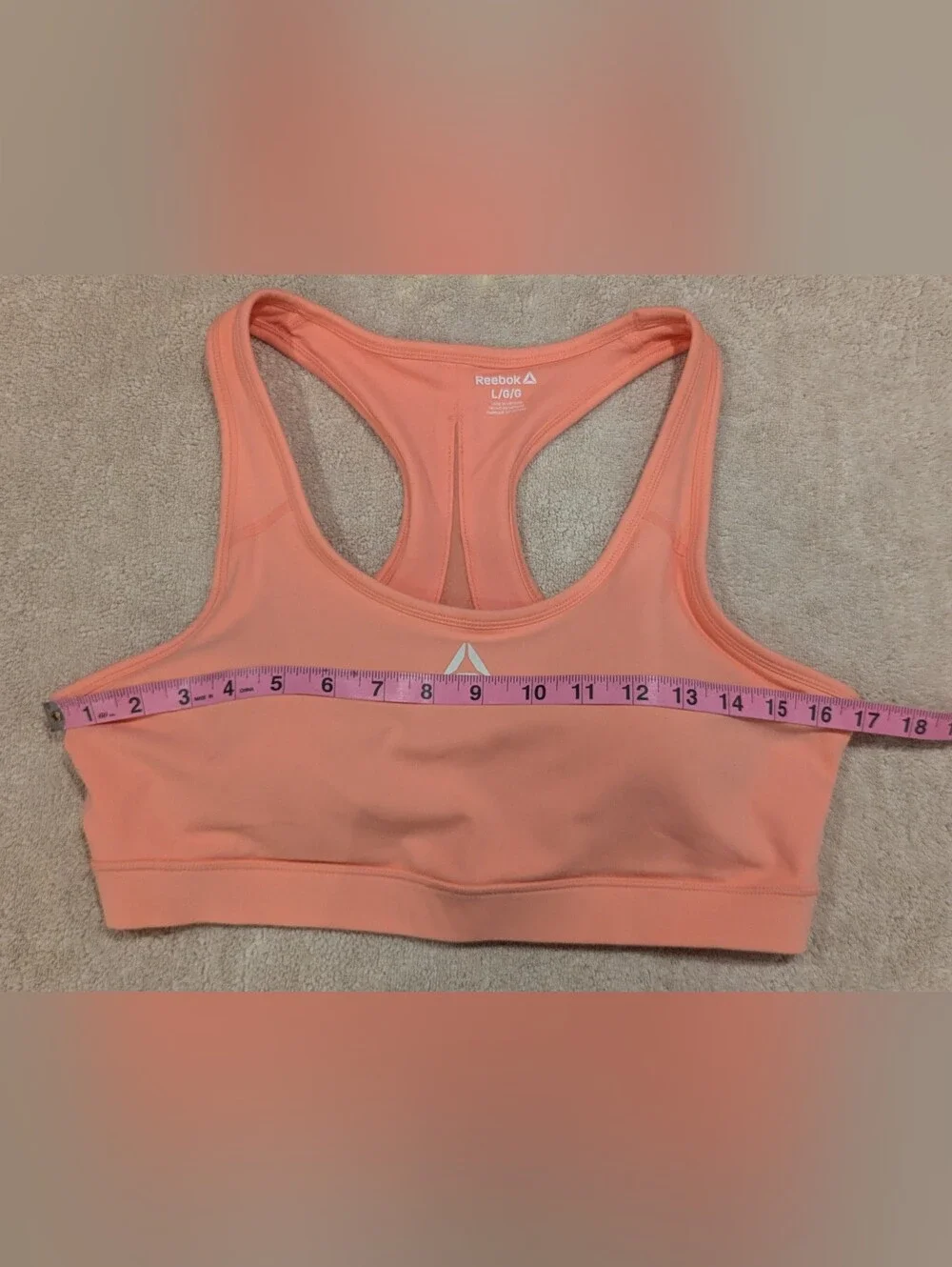 $15 Reebok Size L Peach Amber Stronger Medium Impact Sports Bra NWT Workout